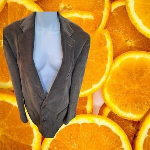 Statements Mens Corduroy Blazer Jacket Size 46 Reg Brown Two Button Classic Fit